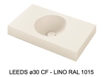 Plan vasque lavabo circulaire ⦰ 30 cm sur mesure Largeur 50 à 201 x P 40 à 51 cm Finition lisse 10 couleurs au choix, Anti bactérien Résine Akrytan® dans la masse Livraison Offerte.